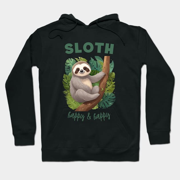 Cartoon Style Cute Sloth Hoodie by Amy Quinn